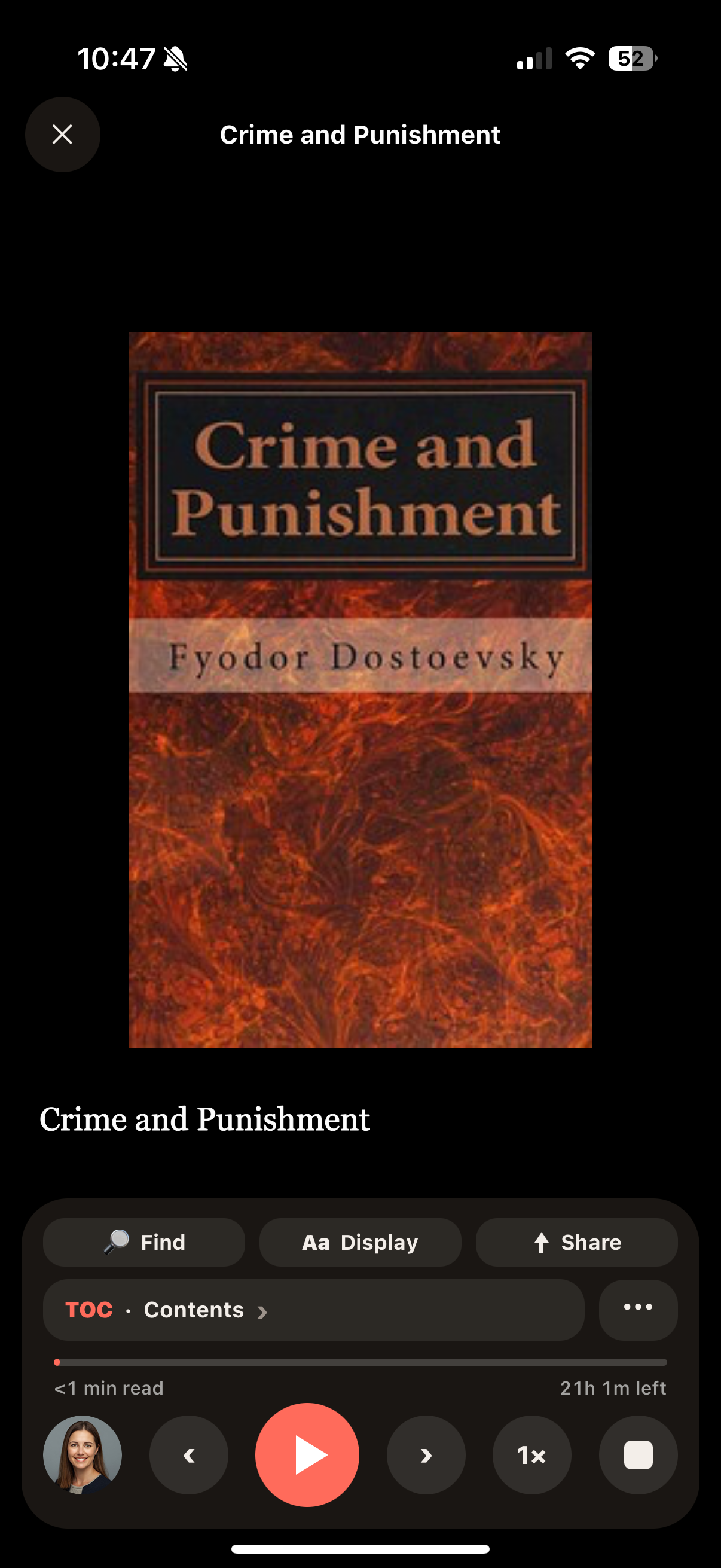 ReadLoft reading a book aloud on iPhone
