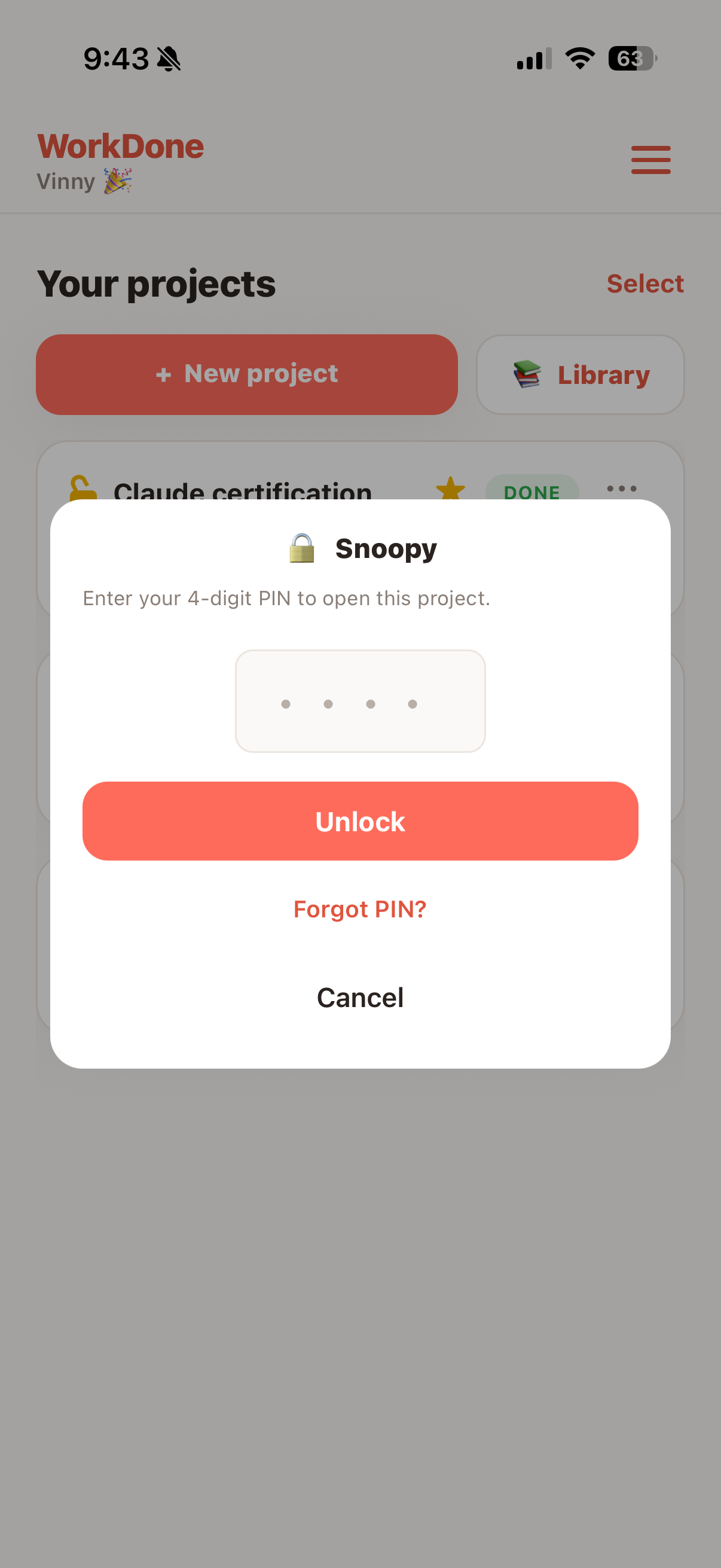 PIN-lock a private project
